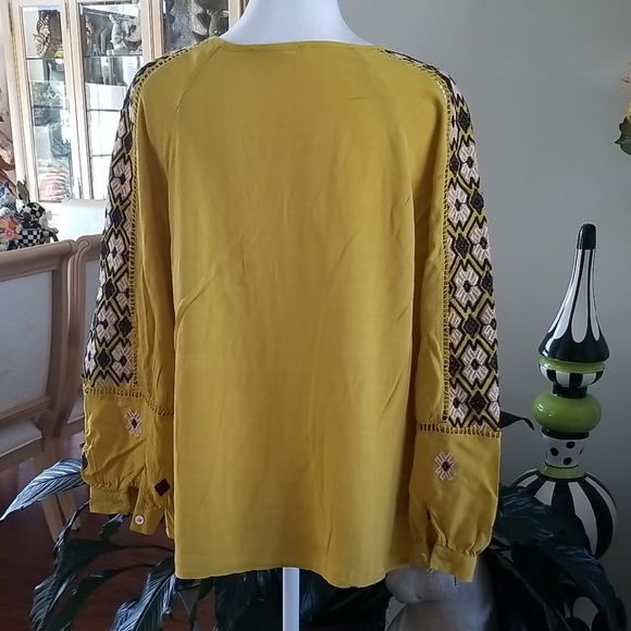 Solitaire Mustard Embroidered Blouse - Picture 4 of 5